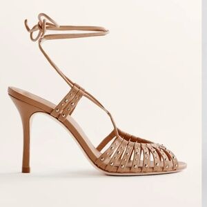 Reformation Kiki Strappy Heeled Sandals Buff - Size 7.5